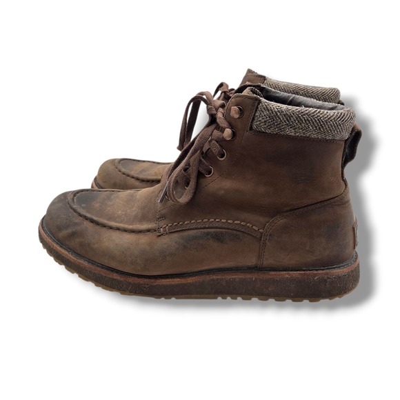 UGG Merrick Boots Mens 10 Brown Waterproof Leather Mid SCUFFED - Picture 6 of 11